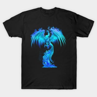 Fantasy Blue Ice Phoenix Rises From The Fiery Ashes T-Shirt